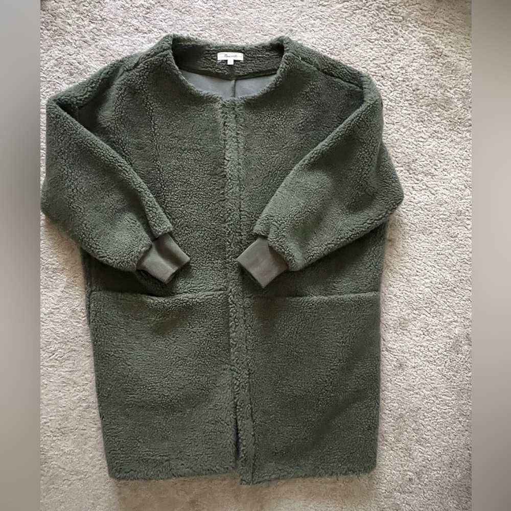 Madewell Bonded Sherpa Jacket Olive Medium